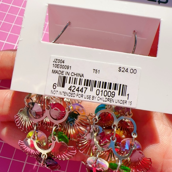 Nine West earrings sliver tone blue purple yellow red pink green crystals drops - Picture 6 of 7